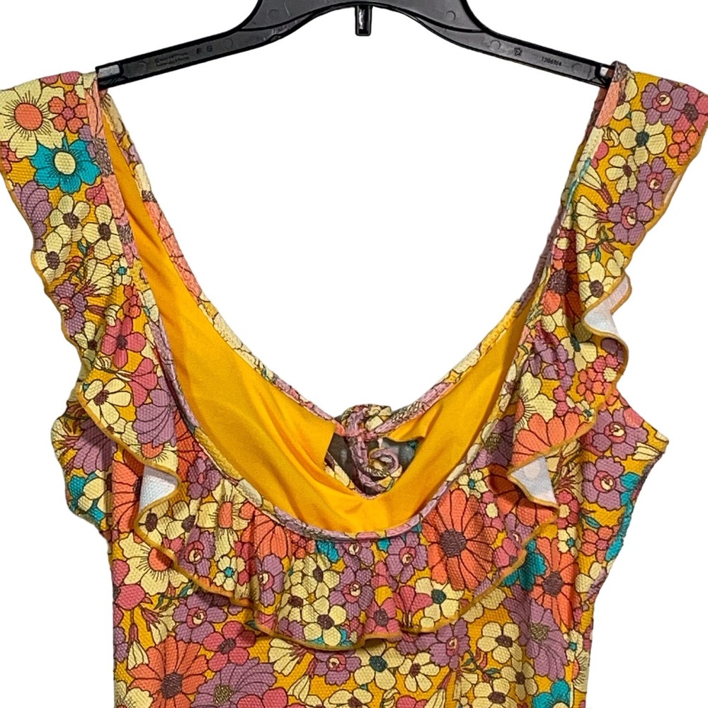 Jessica Simpson Floral Rendevous Ruffled-neck Swimsuit L - Picture 9 of 10